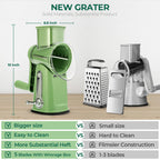 SUSTEAS Rotary Cheese Grater with Handle, 5 Well-Designed Blades, Strong Suction Cup Base, Kitchen Utensils Vegetable Slicer Dicer Fruit Vegetable Slicer Gadgets Kitchen Summerwins