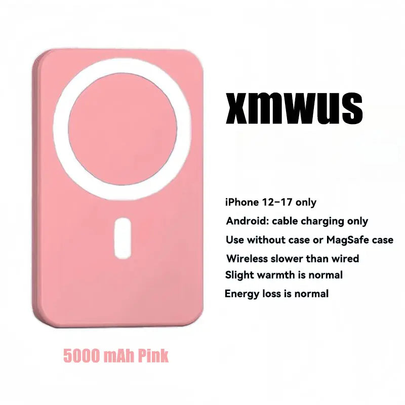 Power Up Your iPhone: 5000mAh Magnetic Wireless Power Bank for iPhone 12-17 Series - Perfect for On-the-Go Charging!