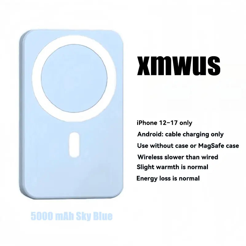 Power Up Your iPhone: 5000mAh Magnetic Wireless Power Bank for iPhone 12-17 Series - Perfect for On-the-Go Charging!