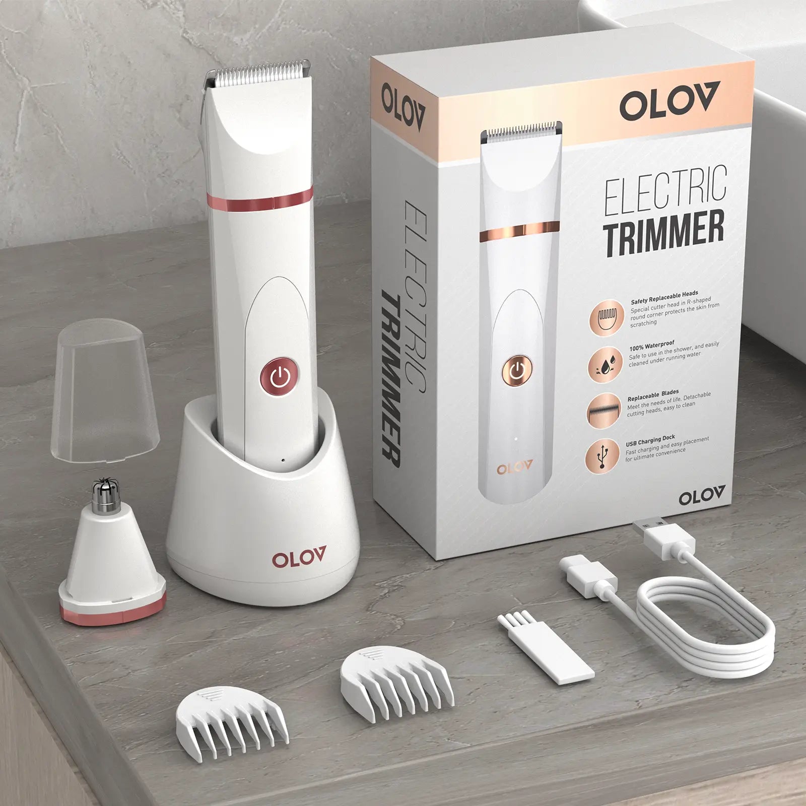 OLOV Anti-Nick Body & Ball Trimmer - Men'S Hair Removal Groomer with Safe Ceramic Blade, Beauty Products for Guys Gifts