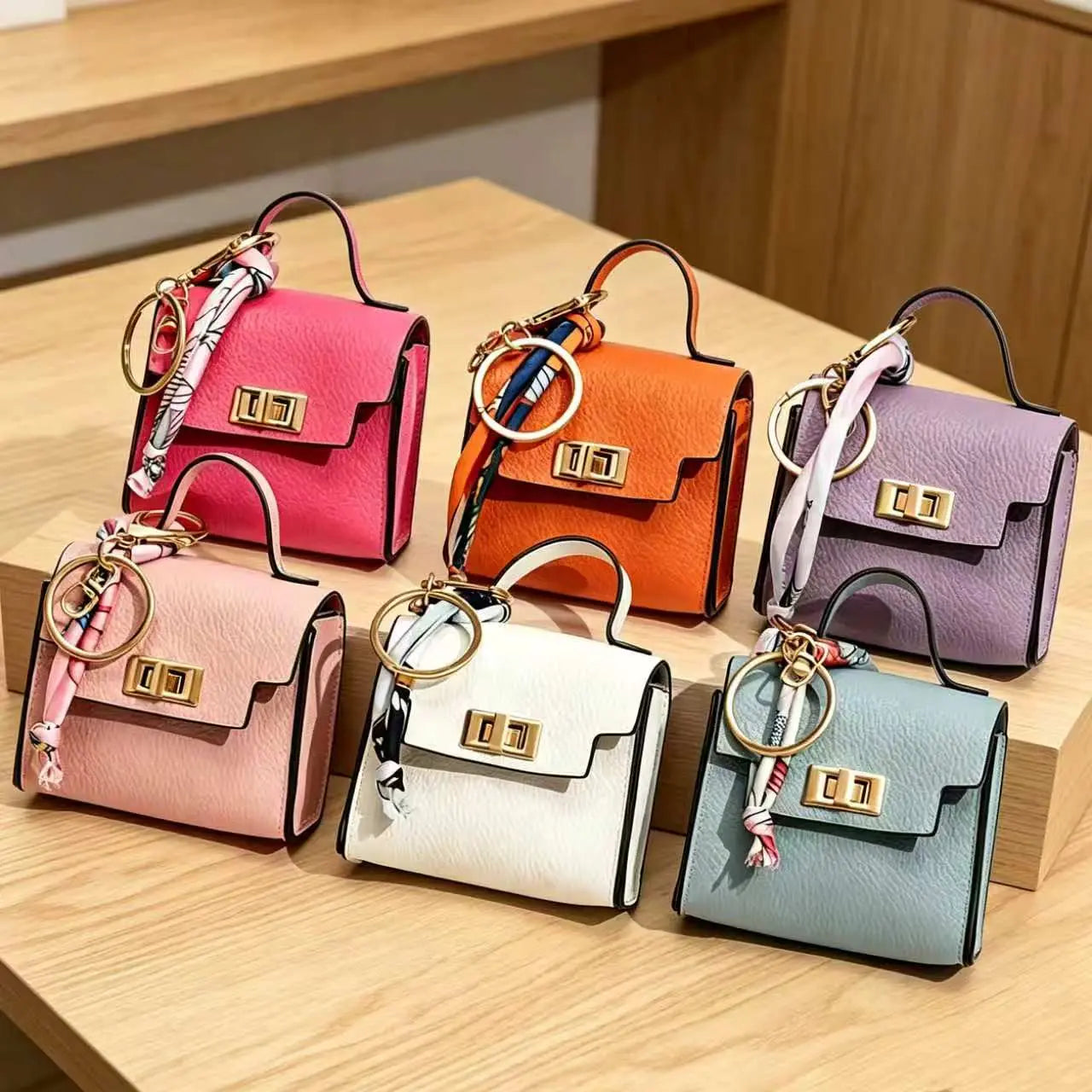 Chic Luxury Leather Mini Bag Keychain - Stylish and Functional Accessory