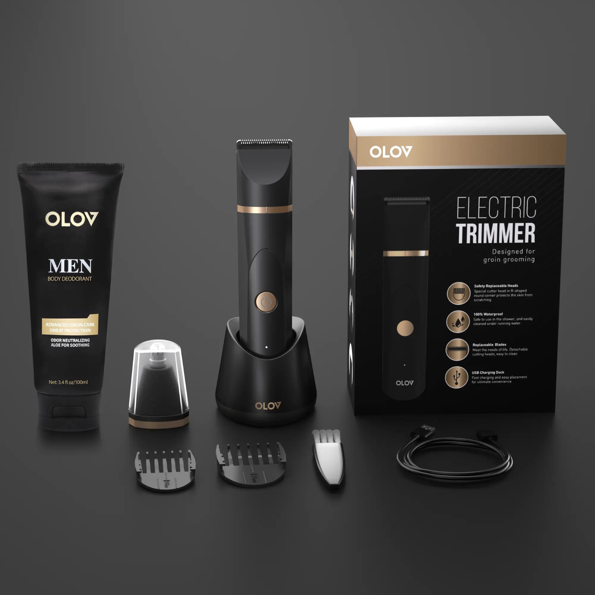 OLOV Anti-Nick Body & Ball Trimmer - Men'S Hair Removal Groomer with Safe Ceramic Blade, Beauty Products for Guys Gifts