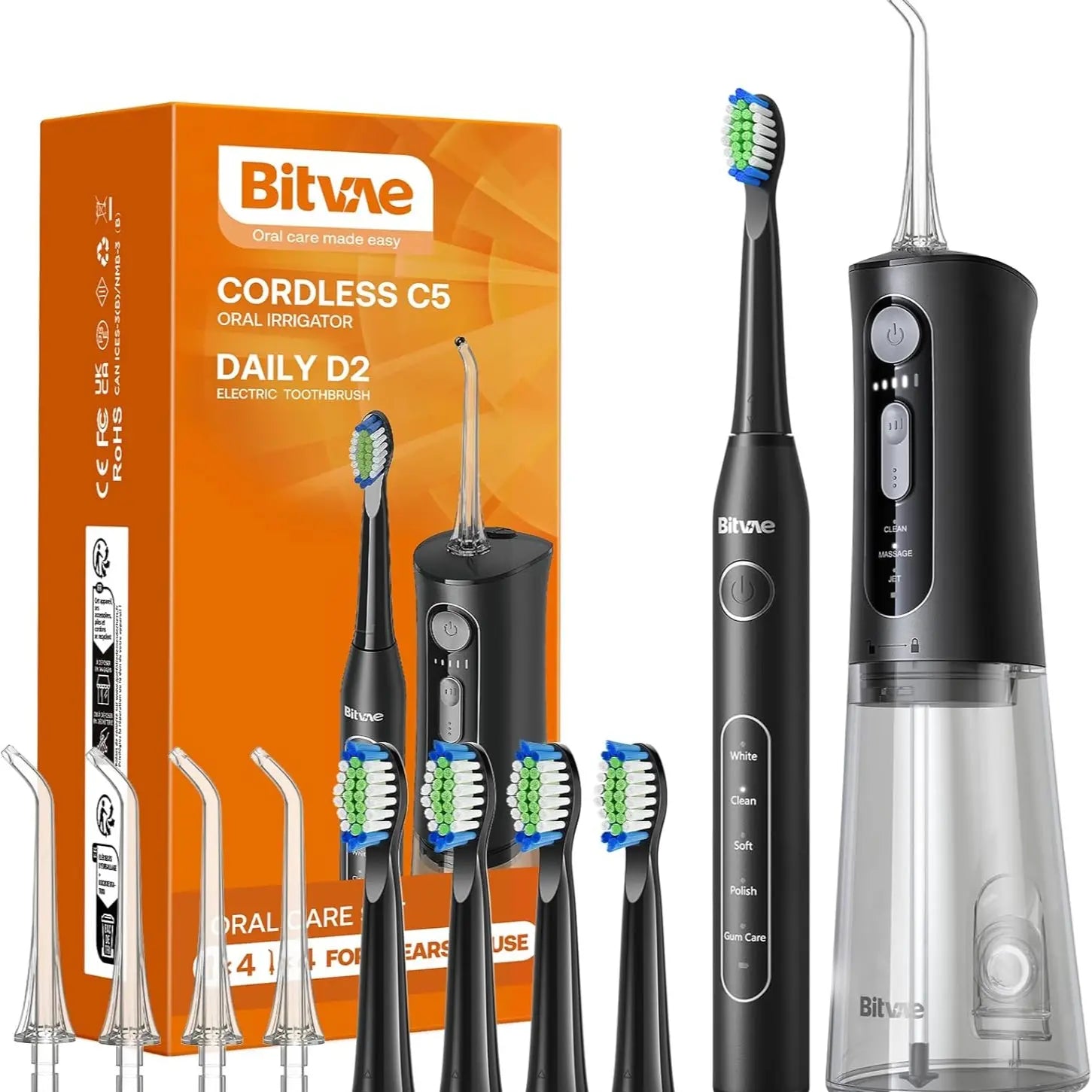 Bitvae C1/C5/C6 Water Flosser for Teeth - Cordless Portable Oral Irrigator, Powerful and Rechargeable, IPX7 Waterproof for Whitening Tablets ,Water Flosser for Teeth Cleane- Dental Kit