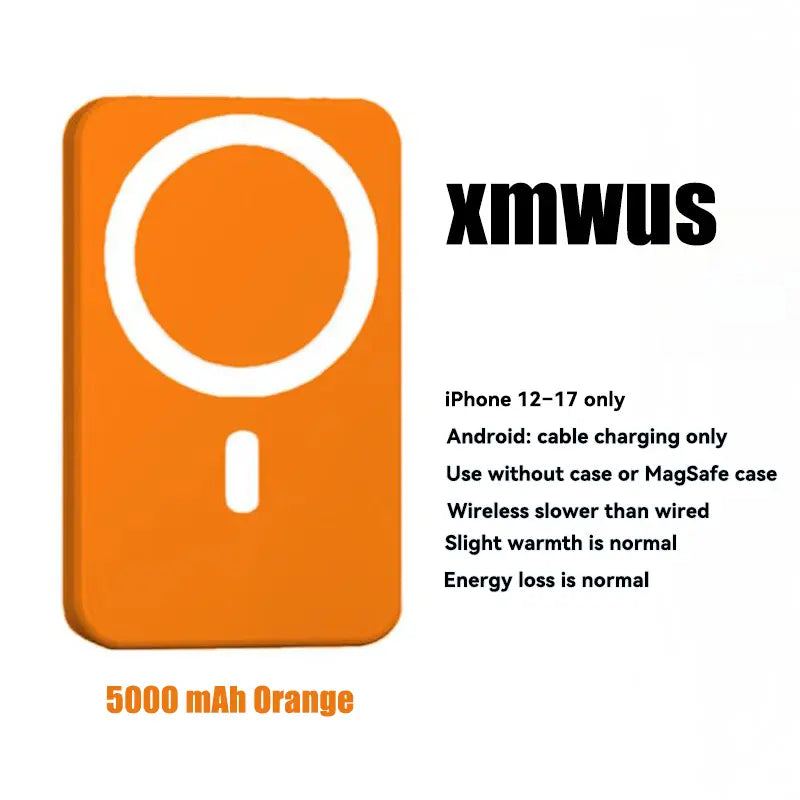 Power Up Your iPhone: 5000mAh Magnetic Wireless Power Bank for iPhone 12-17 Series - Perfect for On-the-Go Charging!