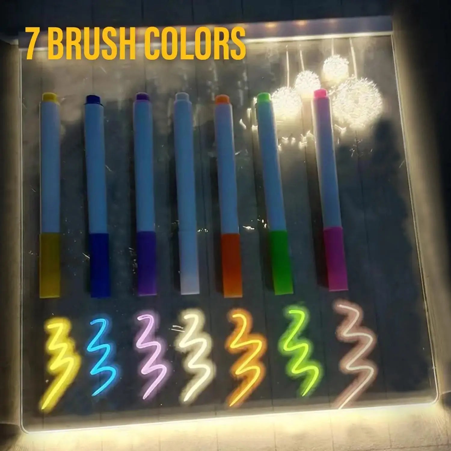 LED Light up Acrylic Message Board Home Decor, LED Lighted Erasable Drawing Board Desktop Light with 7 Pen