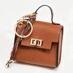 Chic Luxury Leather Mini Bag Keychain - Stylish and Functional Accessory