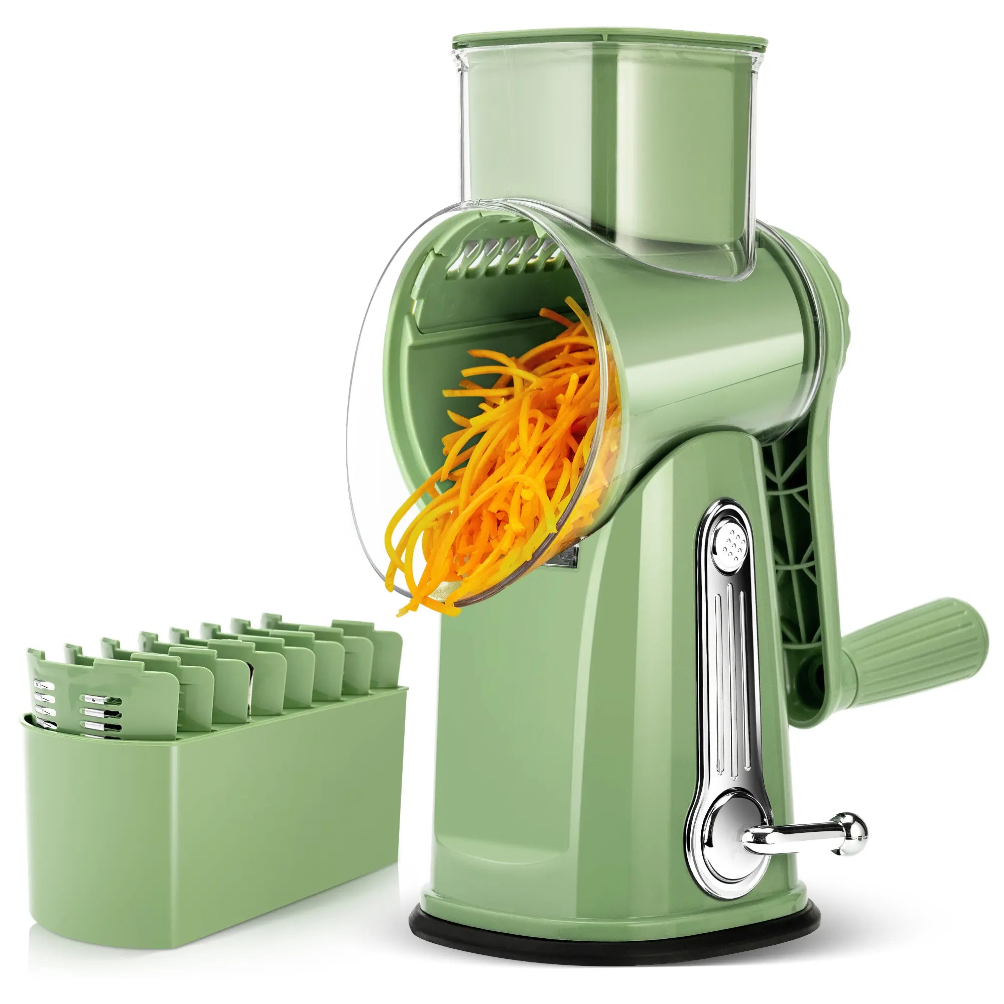 SUSTEAS Rotary Cheese Grater with Handle, 5 Well-Designed Blades, Strong Suction Cup Base, Kitchen Utensils Vegetable Slicer Dicer Fruit Vegetable Slicer Gadgets Kitchen Summerwins
