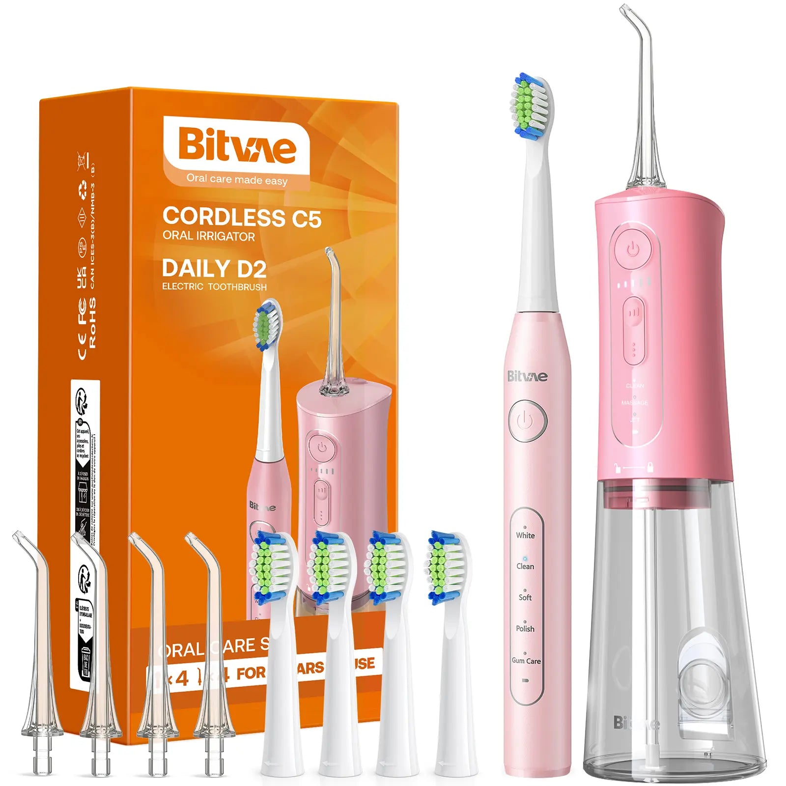 Bitvae C1/C5/C6 Water Flosser for Teeth - Cordless Portable Oral Irrigator, Powerful and Rechargeable, IPX7 Waterproof for Whitening Tablets ,Water Flosser for Teeth Cleane- Dental Kit