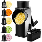 SUSTEAS Rotary Cheese Grater with Handle, 5 Well-Designed Blades, Strong Suction Cup Base, Kitchen Utensils Vegetable Slicer Dicer Fruit Vegetable Slicer Gadgets Kitchen Summerwins