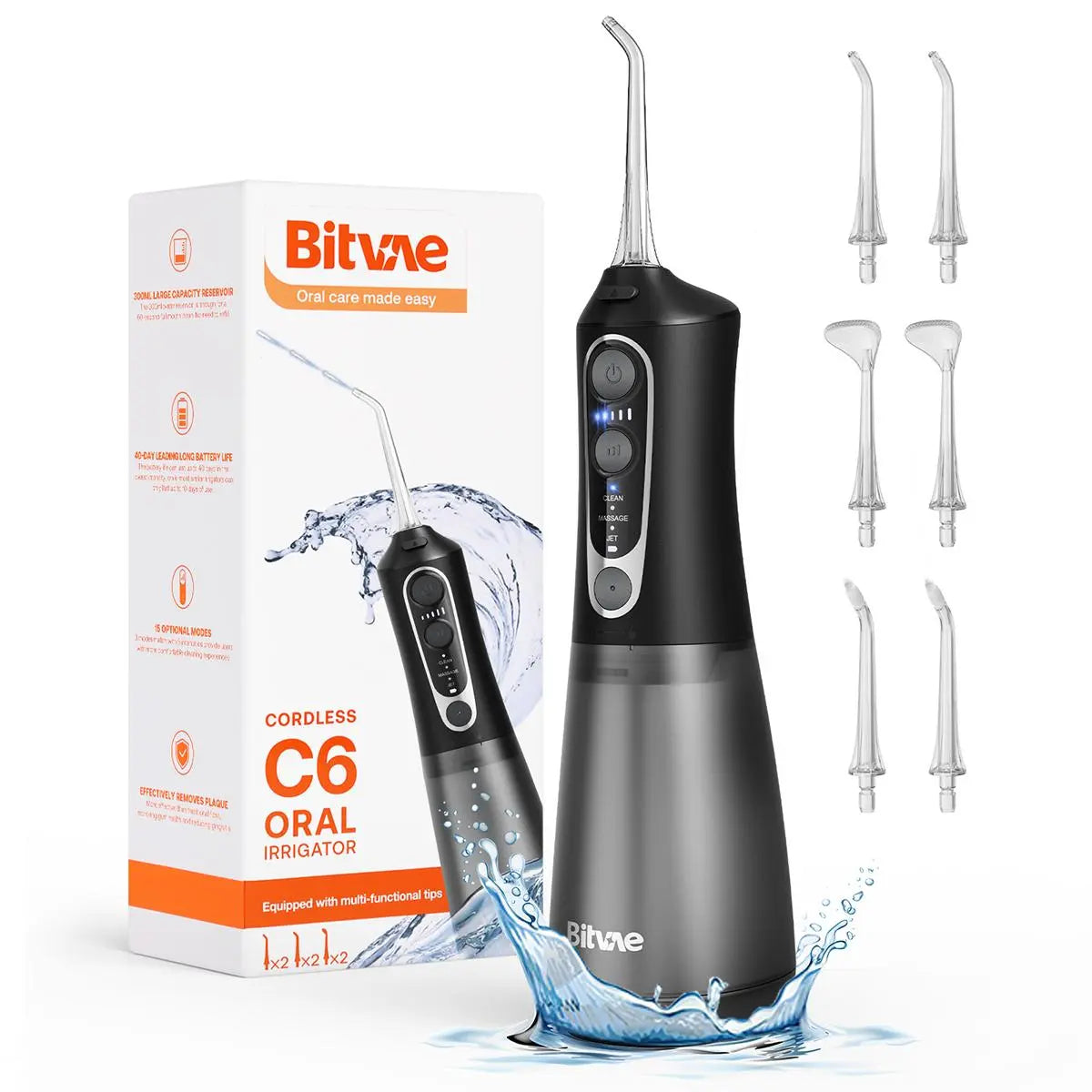 Bitvae C1/C5/C6 Water Flosser for Teeth - Cordless Portable Oral Irrigator, Powerful and Rechargeable, IPX7 Waterproof for Whitening Tablets ,Water Flosser for Teeth Cleane- Dental Kit