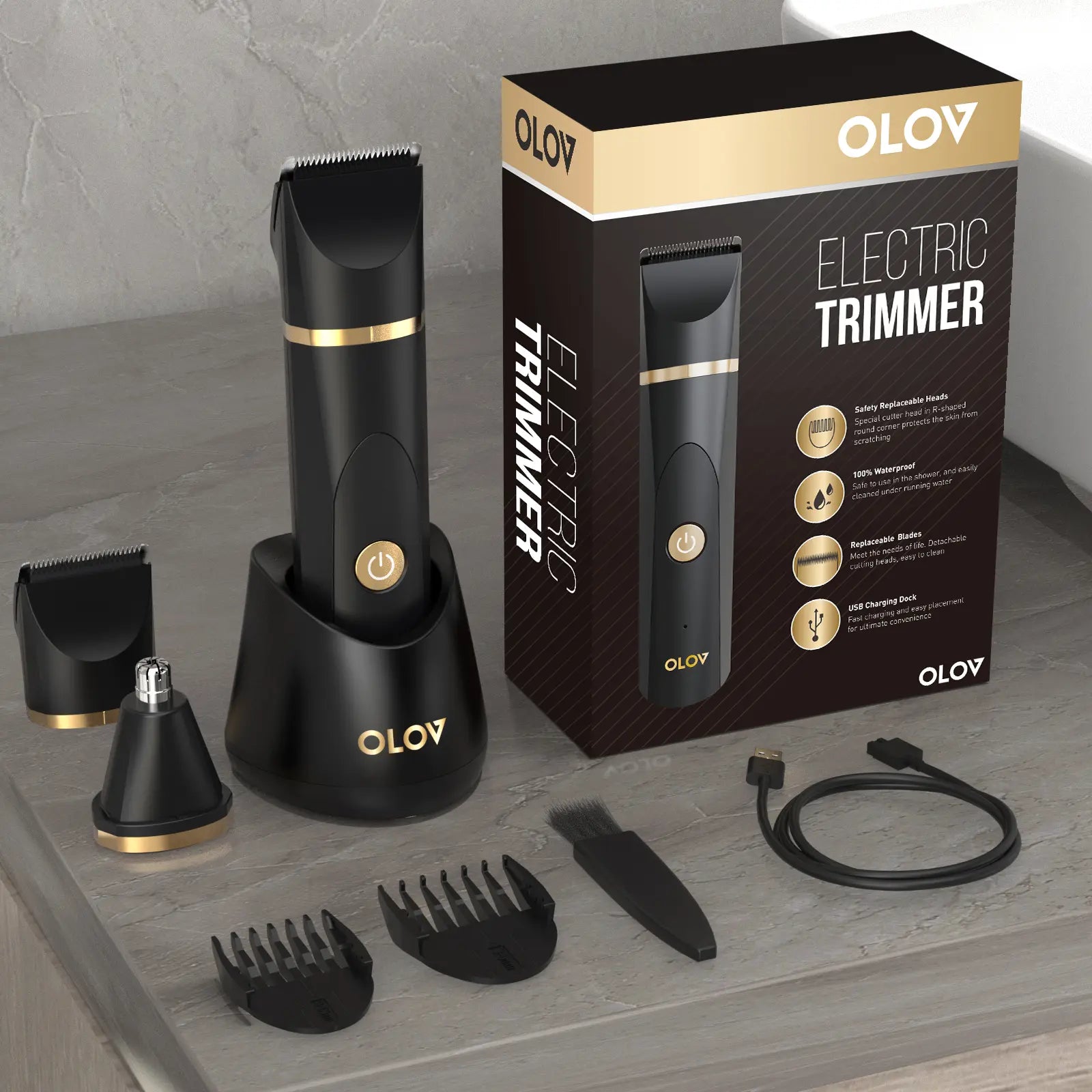 OLOV Anti-Nick Body & Ball Trimmer - Men'S Hair Removal Groomer with Safe Ceramic Blade, Beauty Products for Guys Gifts