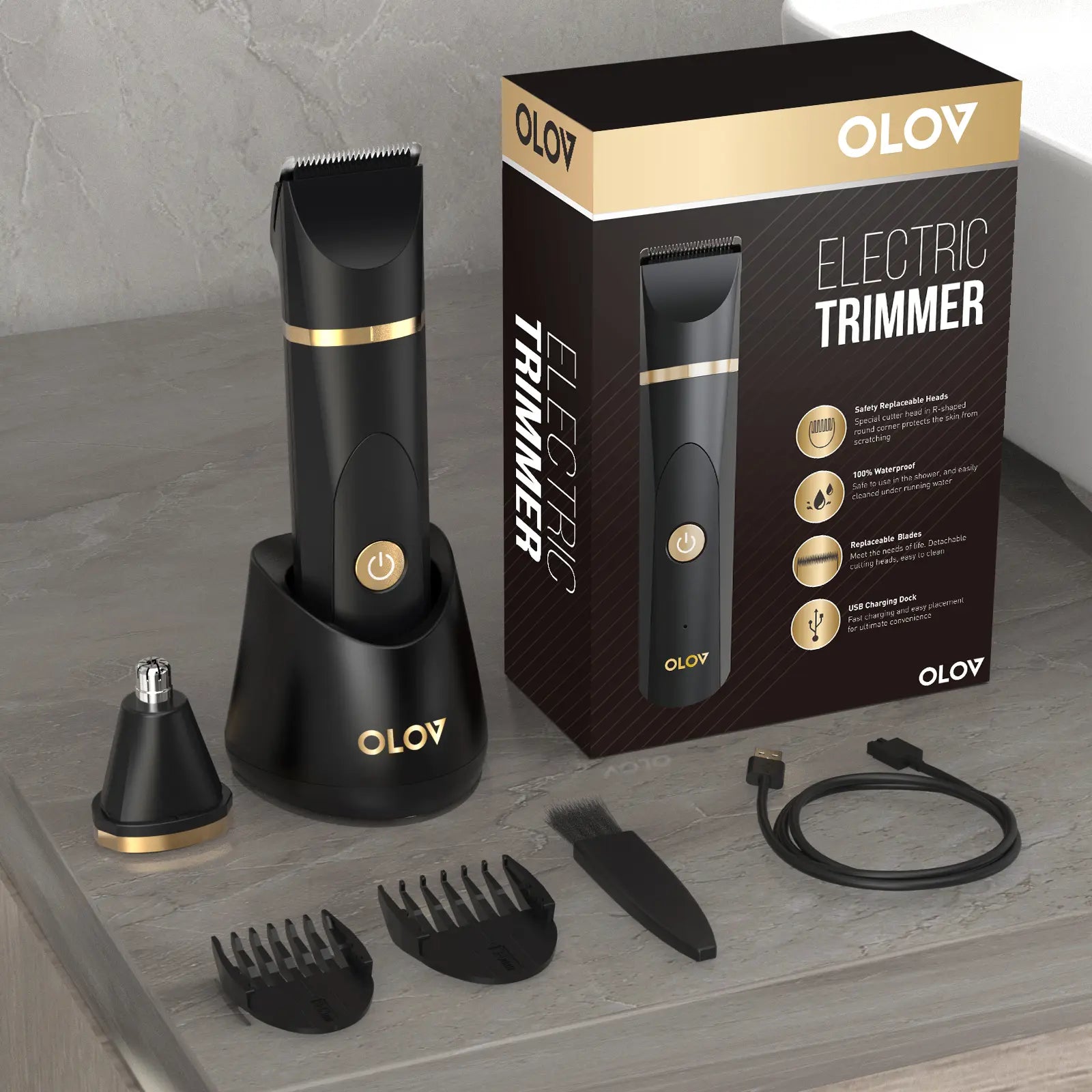 OLOV Anti-Nick Body & Ball Trimmer - Men'S Hair Removal Groomer with Safe Ceramic Blade, Beauty Products for Guys Gifts