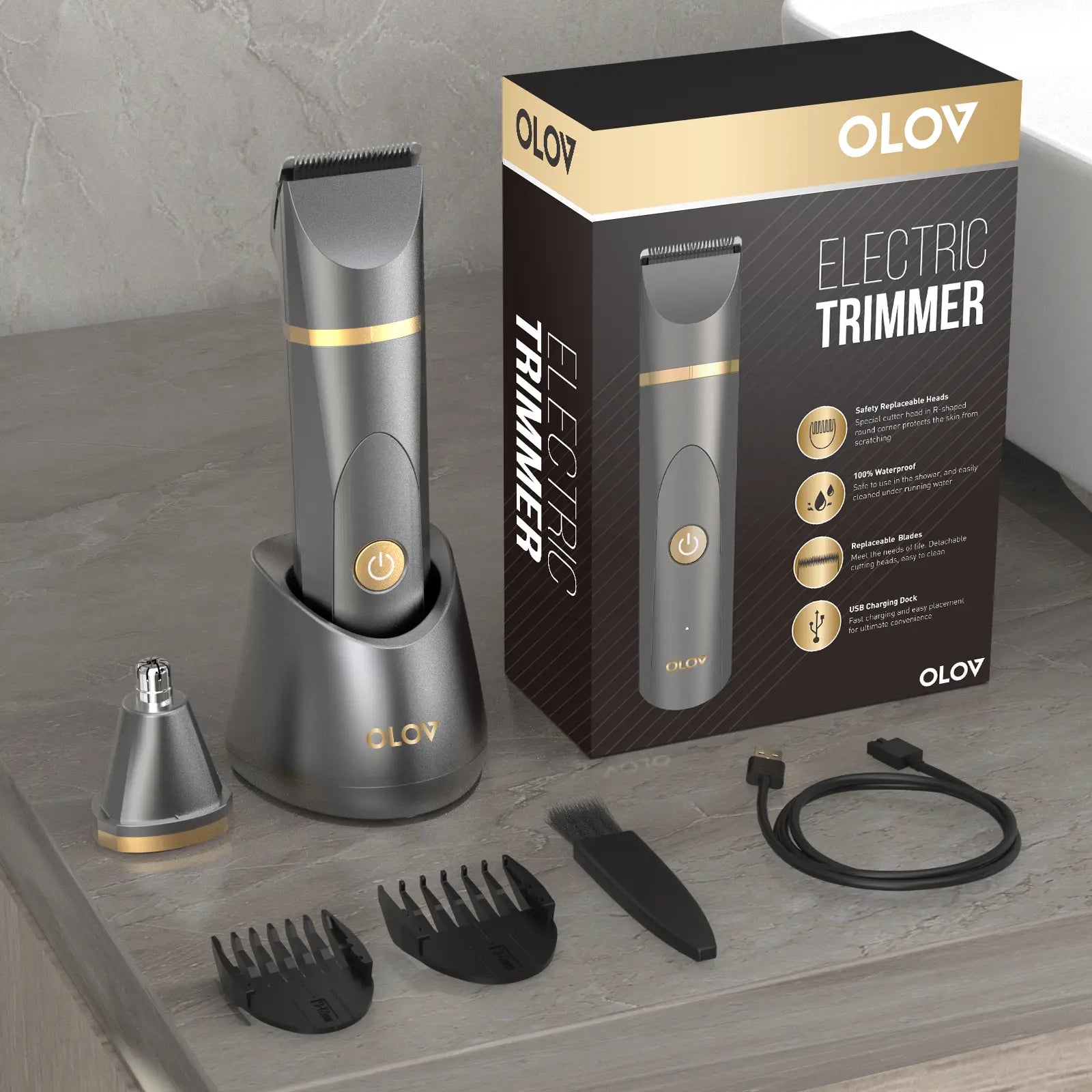 OLOV Anti-Nick Body & Ball Trimmer - Men'S Hair Removal Groomer with Safe Ceramic Blade, Beauty Products for Guys Gifts